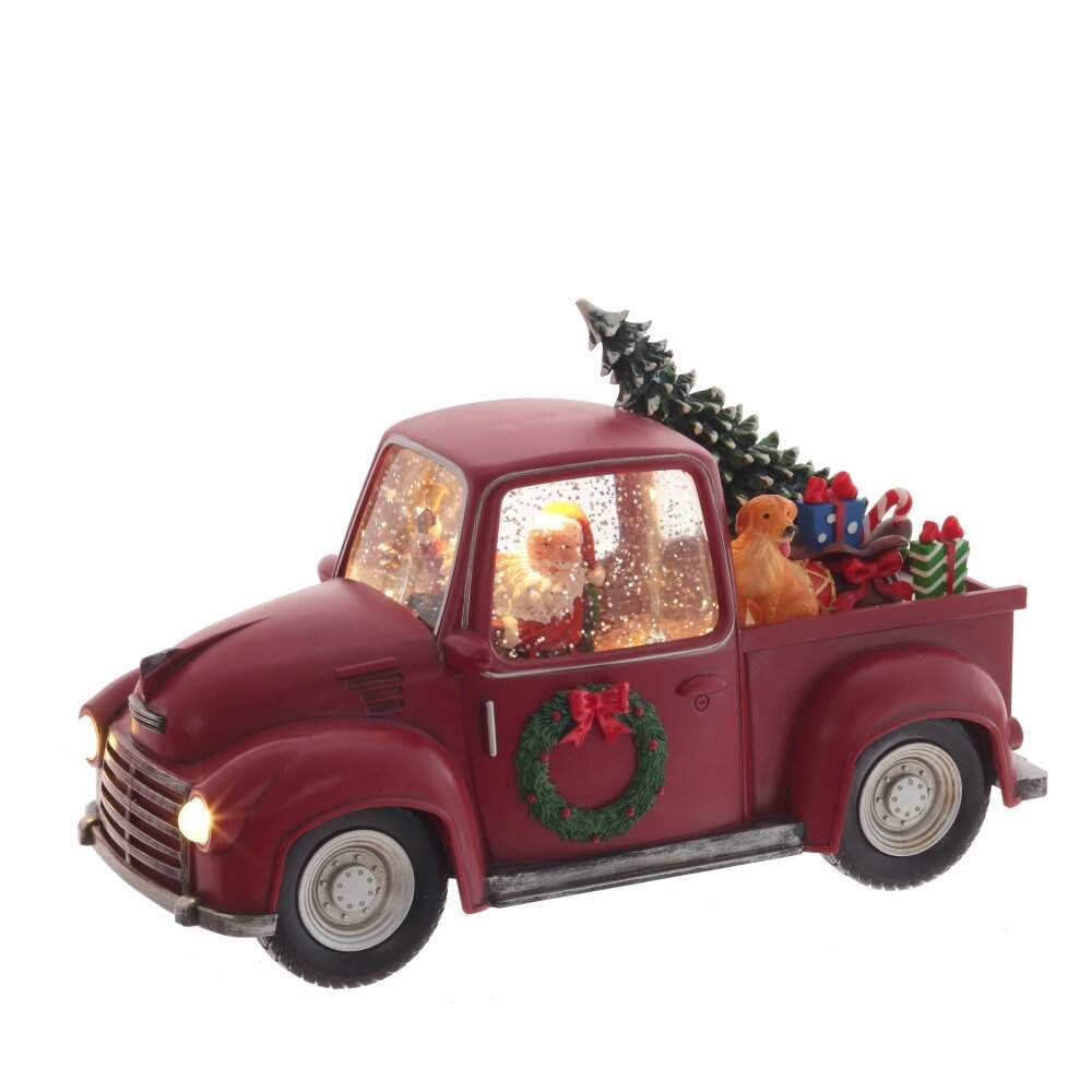 REMECO COLLECTION Фигурка 808474 Шар водяной Дед Мороз на машине подсветка,вьюга (3хАА) 28х12х18см 