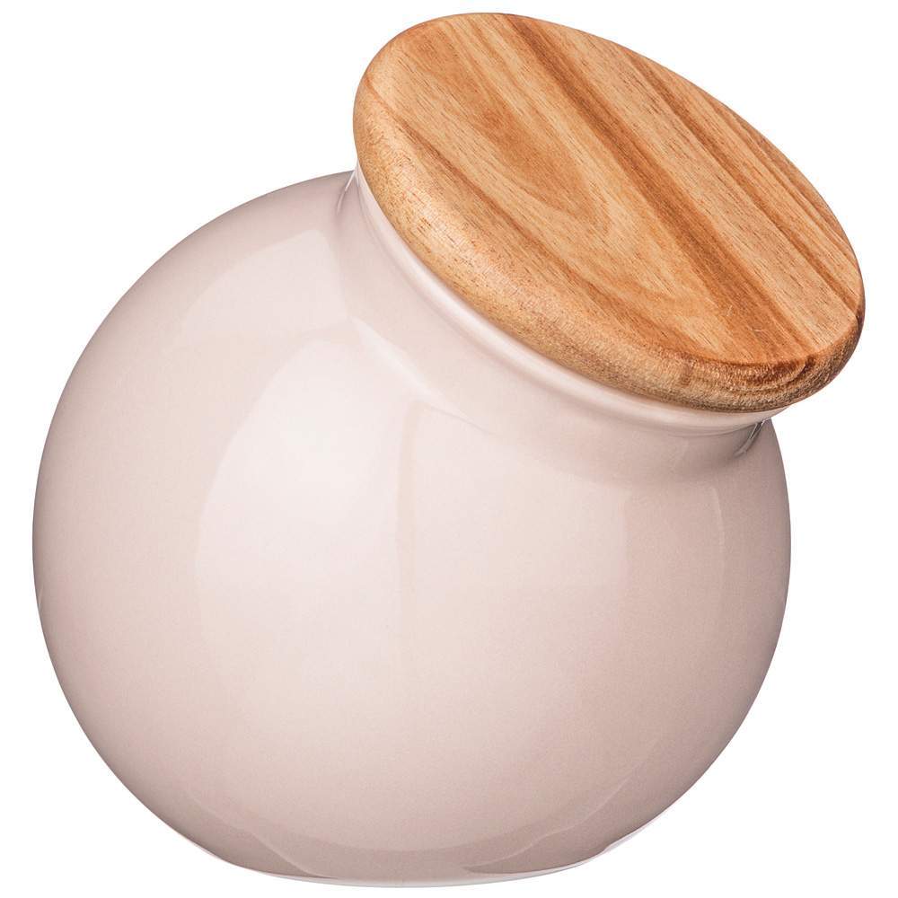 BRONCO Банка 263-1141 Fusion с деревянной крышкой 13,5х13х14см 800мл пудровая 