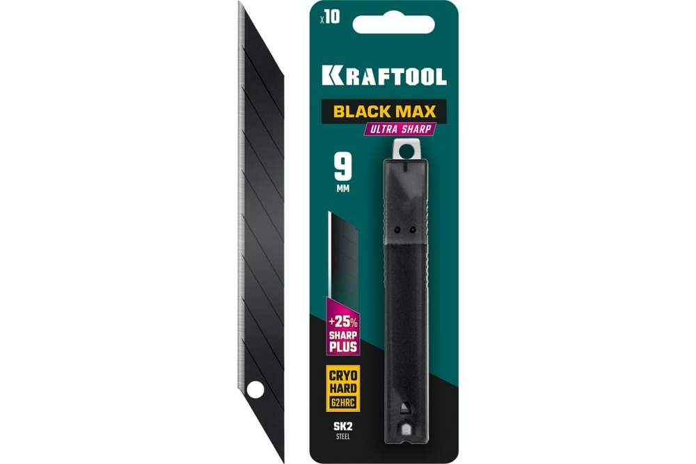 Лезвия KRAFTOOL BLACK MAX сегментированные 9мм 10шт  09602-09-S10