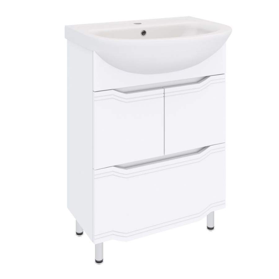 Тумба Viktoria 1ящ + раковина  Уют 60см белый  2060CVIC/1