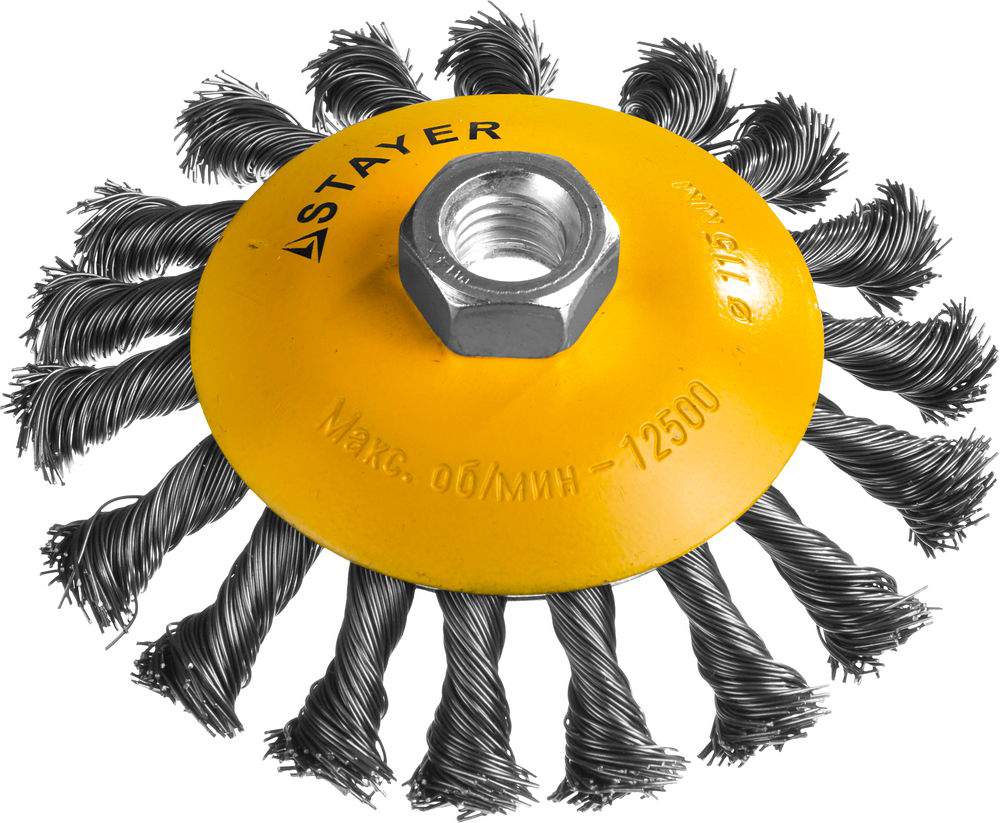 Щетка  Stayer д/УШМ сталь витая коническая 125мм  35135-125