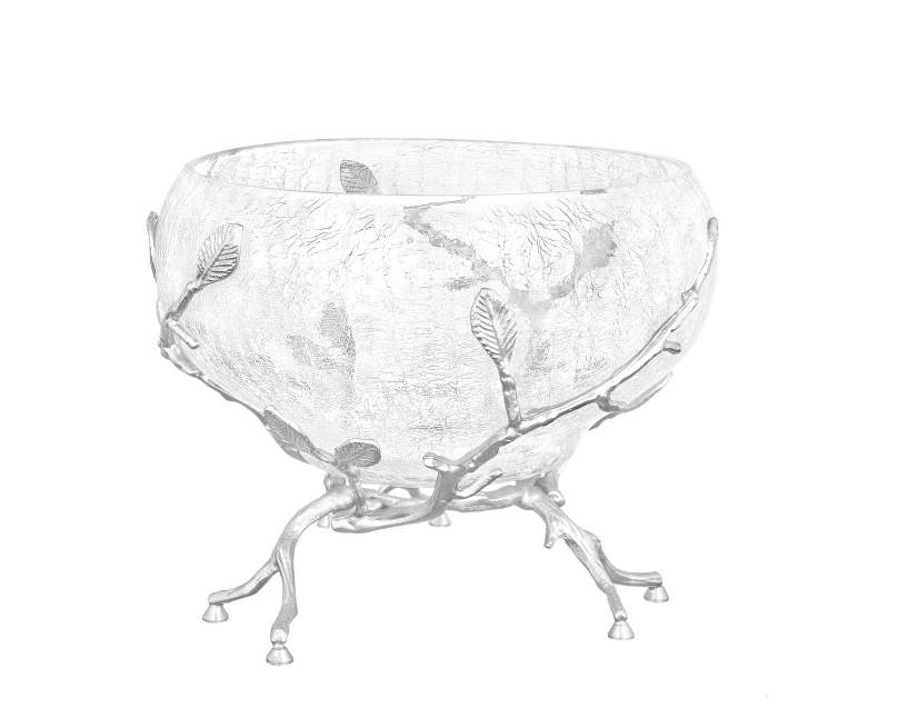 TAJ GLASS Белый обгез серебро Ваза д/фруктов 19,5х19,5х16см 64993/62833/N0013L