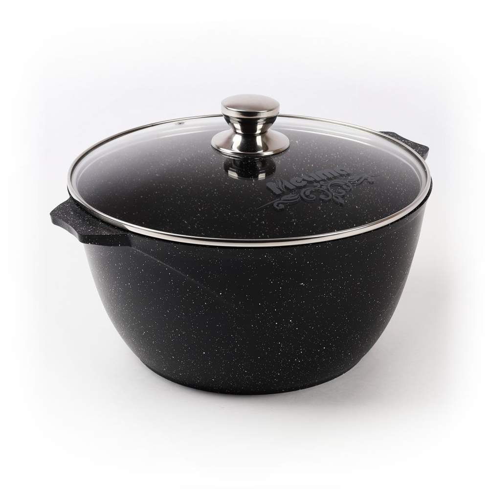 МЕЧТА Гранит Black Кастрюля 410802 с крышкой 10л АП покрытие 