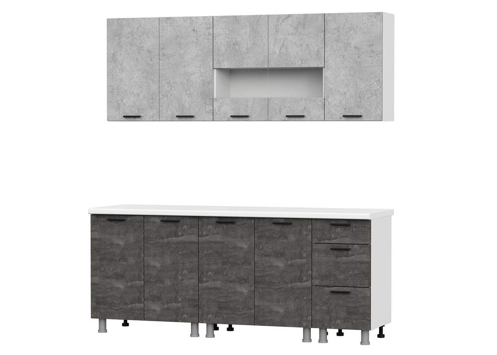 Кухня Модус  2,0м Белый/цемент светлый/камень тем.+столеш.26 2000 Паладина