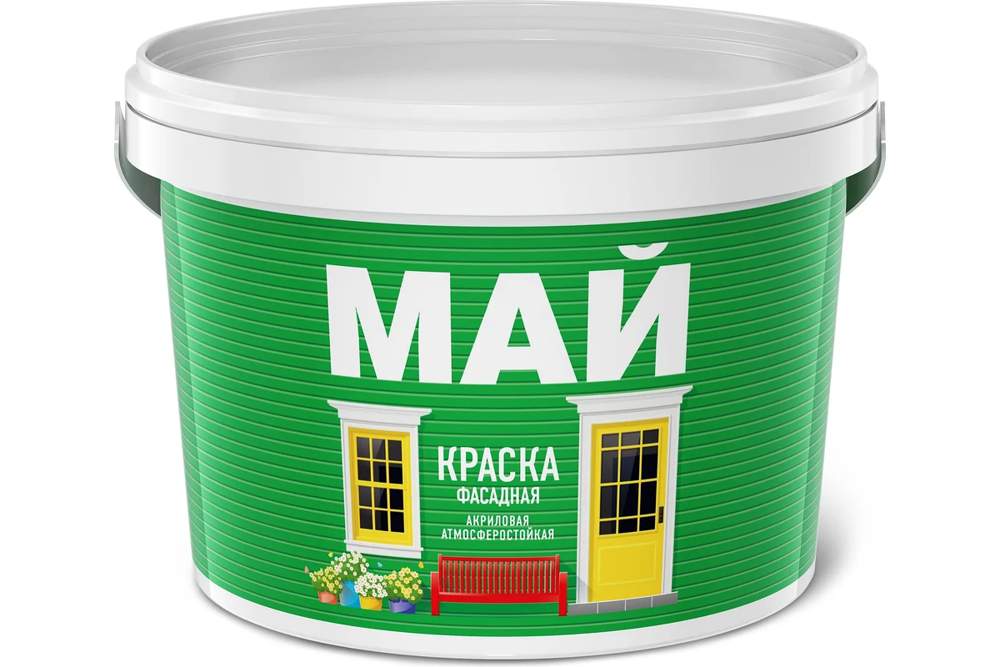 Краска МАЙ фасадная белая ведро 2,5 кг