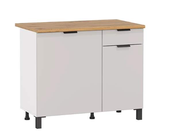 Шкаф Венера(1200) (белый/фасад МДФ с ПВХ кашемир гладкий/ДВПО белый) столешн. дуб вотан 