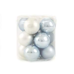 DECOLINE Набор шаров 30мм/12шт микс голубой/белый E1775 (стекло)