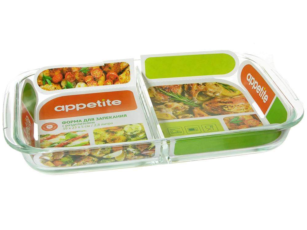 TM APPETITE Форма PLS4 д/запекания прямоугольная 2-х секционная 2800мл 39х23см h5см