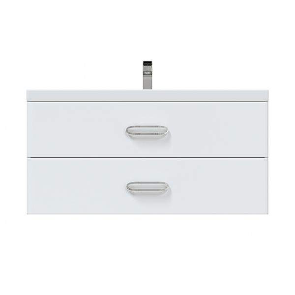 Тумба подвес. FUJI 100 + столеш. Grey 100 серый (фаска)