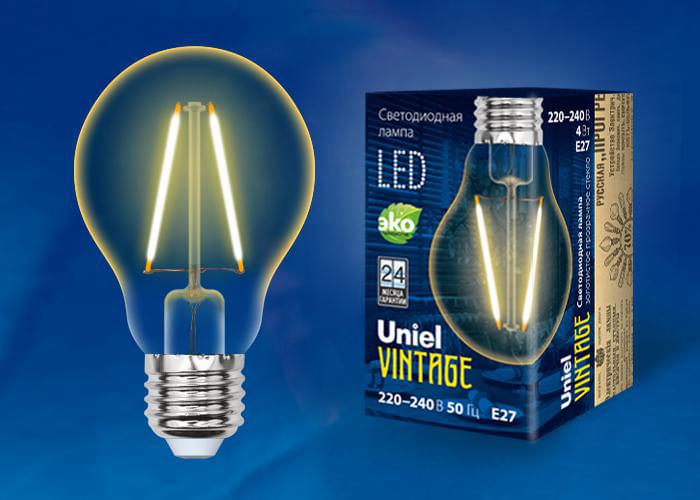 Лампа Uniel LED-A67-4W/Golden/E27 GLV21GO  Vintage  UL-00000849