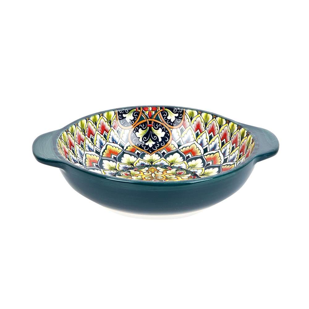NOUVELLE HOME Arabesque зеленый Салатник 0860015 с ручками 1200мл 25х20,5х6см