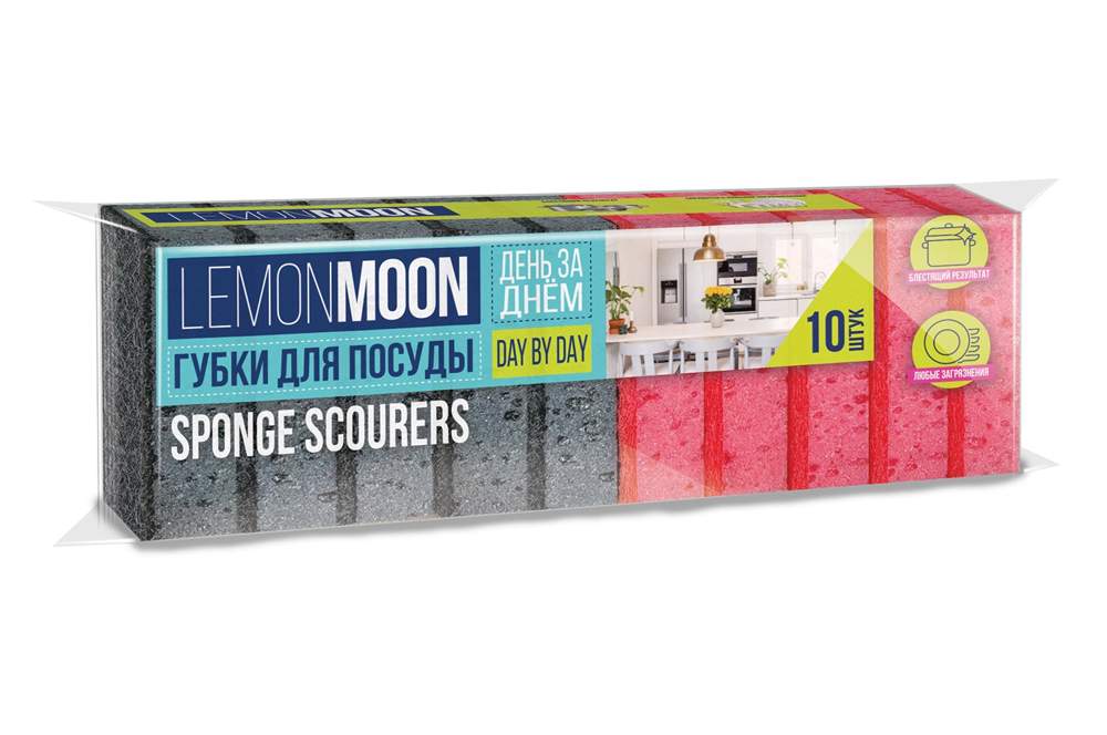 LEMON MOON Набор губок L001 д/посуды 10шт 87х58х27мм абразив TERSO 500