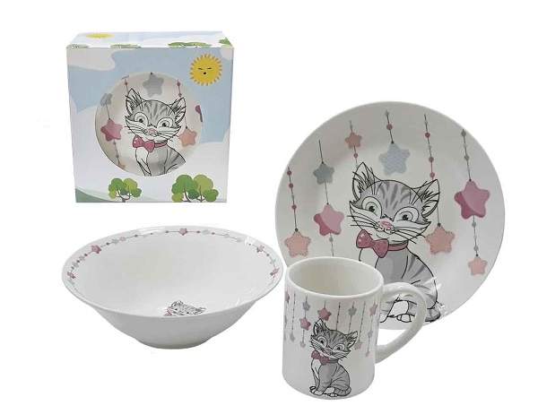 ФОКУС Набор детской посуды Котенок со звездами 3пр. 3-3208