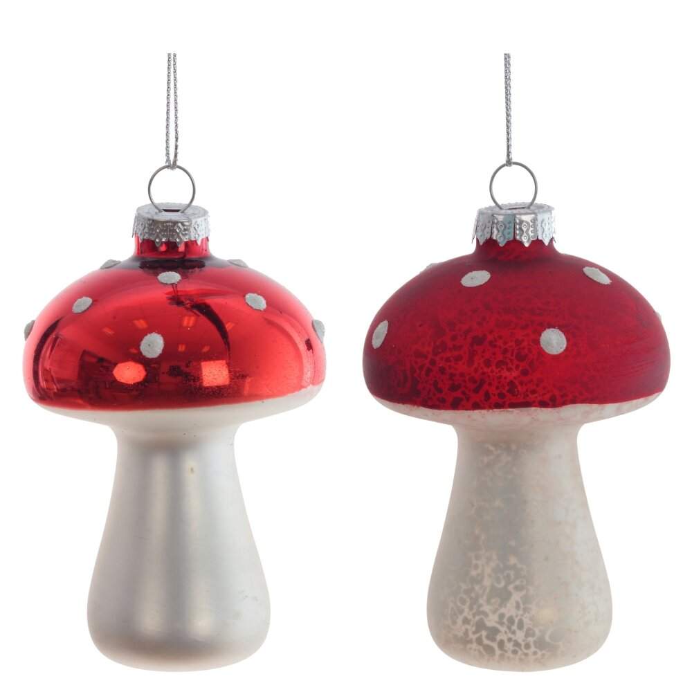 REMECO COLLECTION Игрушка елочная 805754 Гриб 6х6х10,5см 2 вида (стекло) 