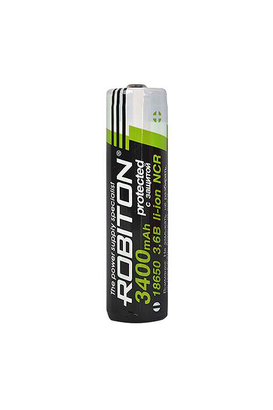 Аккум. Robiton 18650  3400mAч  3,7V  Li-ion  с защитой РК1 12387