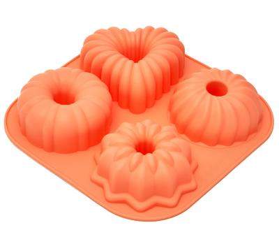 КАТУНЬ Форма КТ-S-347 д/выпечки кексов №2 Ассорти 4 ячейки силикон 16,5х16,5х3см