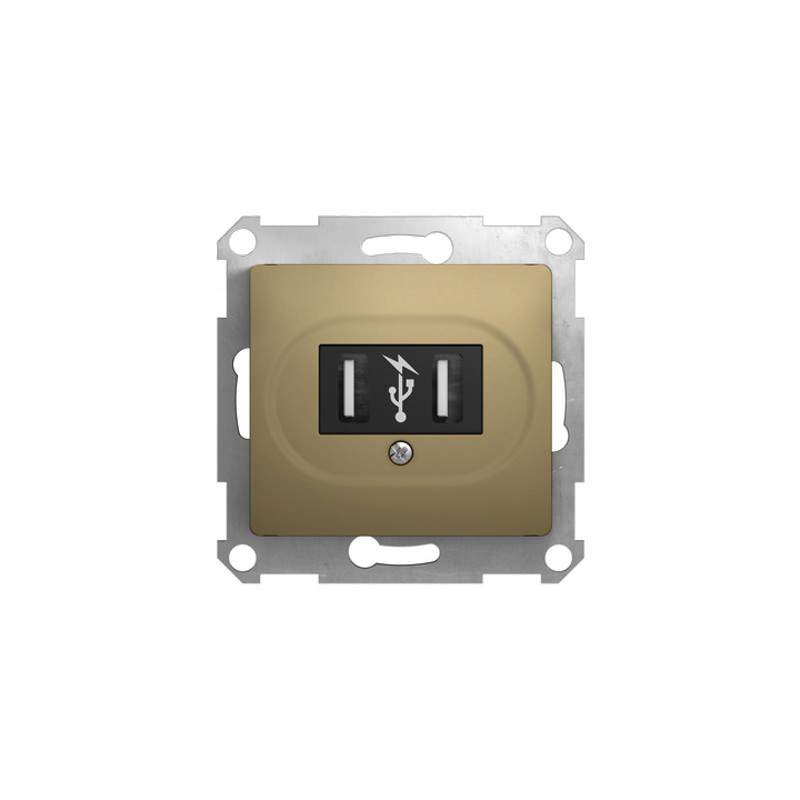 Розетка SE Glossa  Титан  USB  1-м  GSL000432