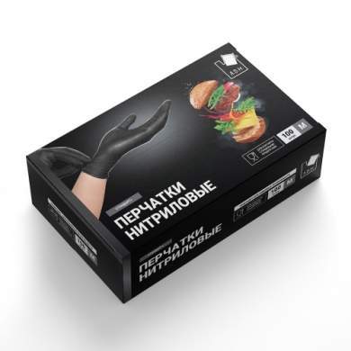 Перчатки нитриловые стандарт+ черные  L 100шт SEMPB3