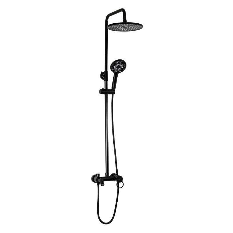 Смеситель+стойка душ.Тропический душ с 2 лейками черная BRIMIX 3186