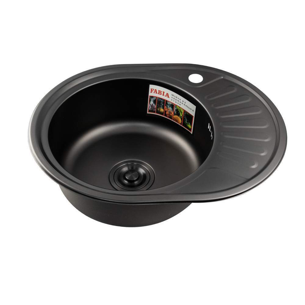 Мойка FABIA врезная 57х45 левая  ГРАФИТ, 0,8мм глубина 18см  9563