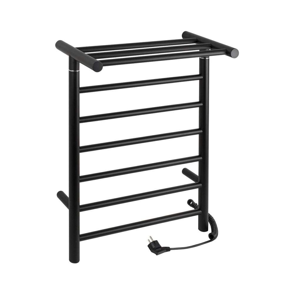 *Полотенцесушитель BRIMIX  Черный КЛАССИК ПРЕМИУМ ПРЯМОЙ 680х500х235 с полкой на 6 перекл 09017B