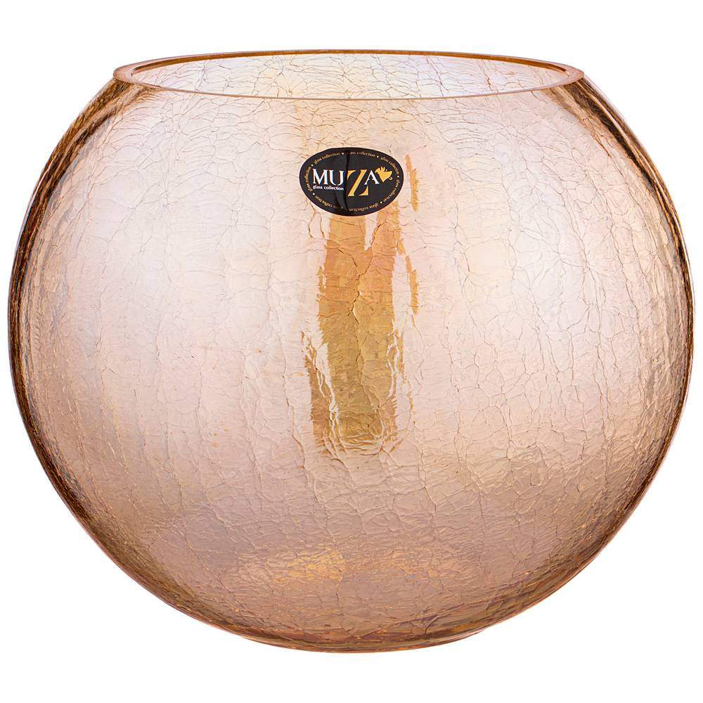 MUZA Ваза 380-638 Cracle Amber 4л d21см h18см шар