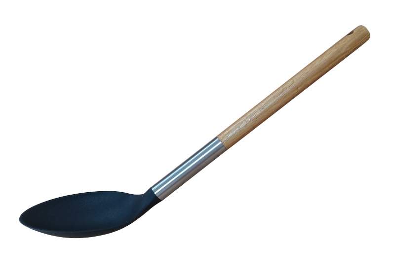 LARA Ложка поварская LR07-104 нейлон дерев.ручка(акация) стальной больстер