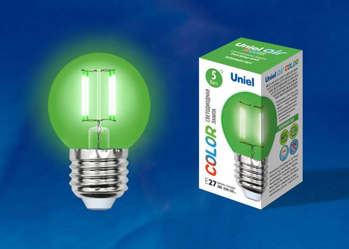 Лампа LED-G45-5W/GREEN/E27 GLA02GR  Е27