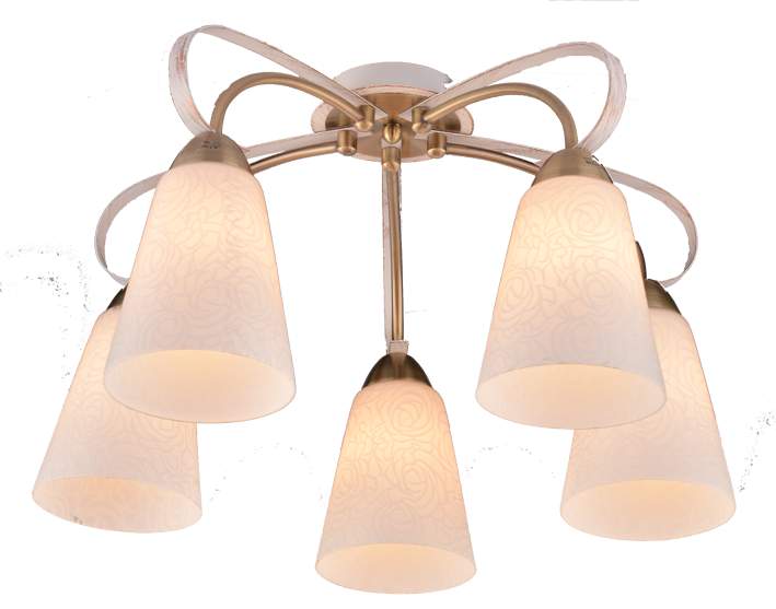 1039.104.05 Св-к потолоч. RONDE E27 5x60W 220V бел.с зол. SHATTEN