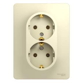 Розетка SE Glossa  Беж. 2-я  с/з в сборе с рамк SE GSL000224