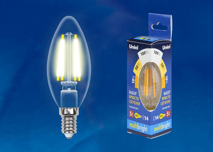 Лампа Uniel Multibright LED-C35- 5W/WW/E14/CL/MB  GLM10TR СВЕЧА UL-00002367