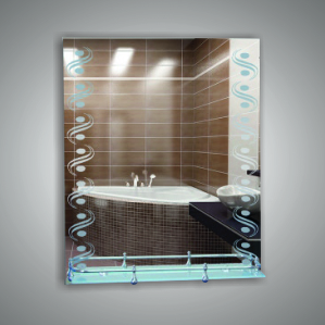 Зеркало  66х53,5см  46532в  + полка 50см, мат. рисунок  серебро