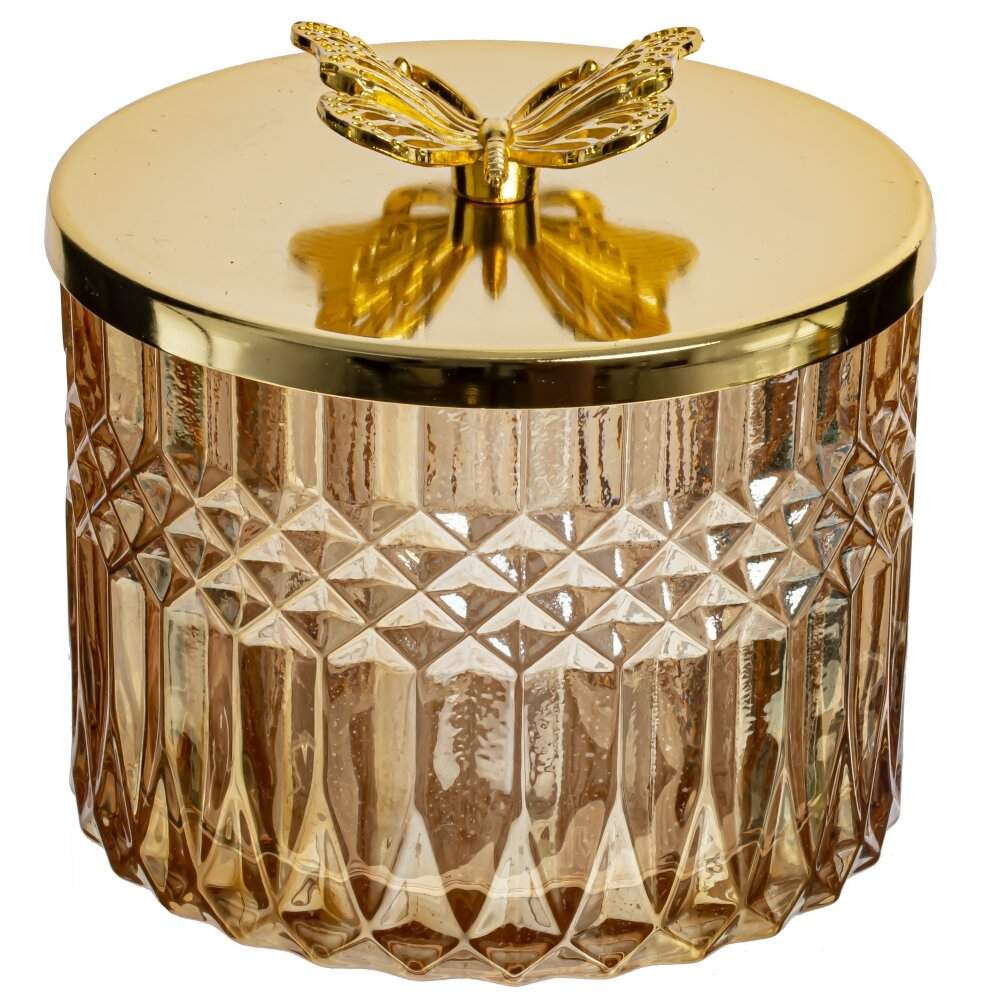 REMECO COLLECTION Шкатулка 796182 Бабочка стекло/металл 11х11х10см