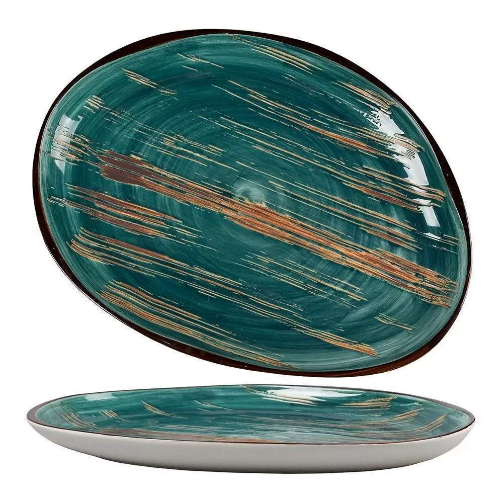 P.L. Proff Cuisine Texture Dark Green Lines Тарелка 24х33х2,7см 81223444/53088 (12/4)