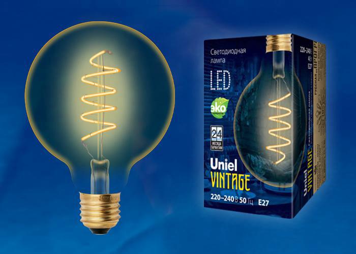 Лампа Uniel LED-G95-4W/Golden/E27/CW  GLV21GO  Vintage  UL-00001818
