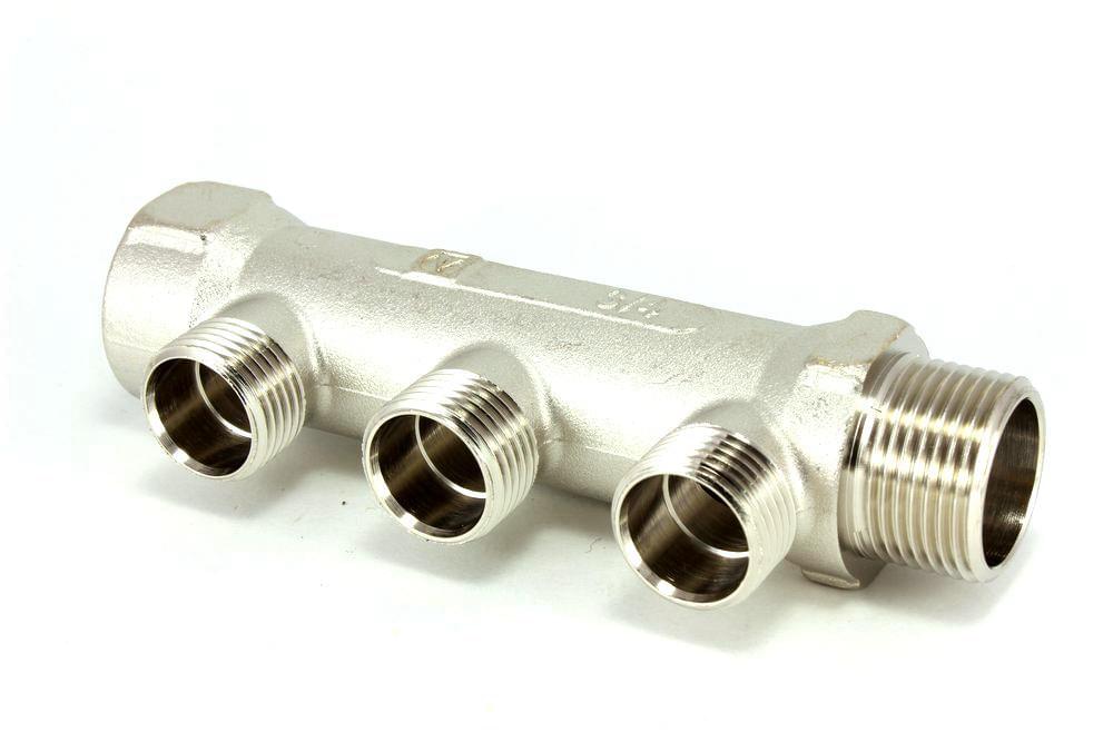 Коллектор  н/р  3/4"х3 вых 1/2" никель VTc.500.N.0503