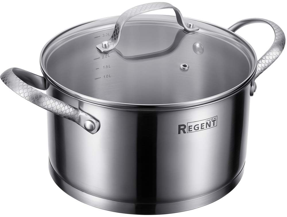 REGENT INOX Linea Sirena Кастрюля 65-0320 3400мл 20x11см cо стеклянной крышкой индукция