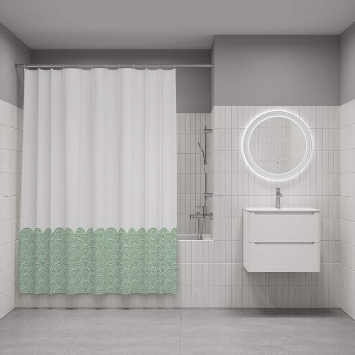 Штора д/ванной IDDIS 200*180см  полиэст. зеленый  BW04P18i11