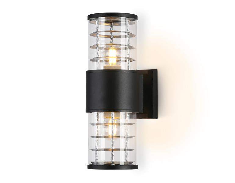 ST2525/2 BK/CL Светильник уличный настенный архитект. черный/прозр. IP54 E27/2 max 11W