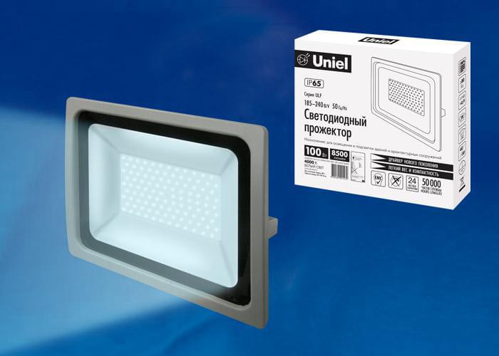 Прожектор Uniel  ULF-F16-100W/DW IP65 185-240В SILVER дневн/свет UL-00001915