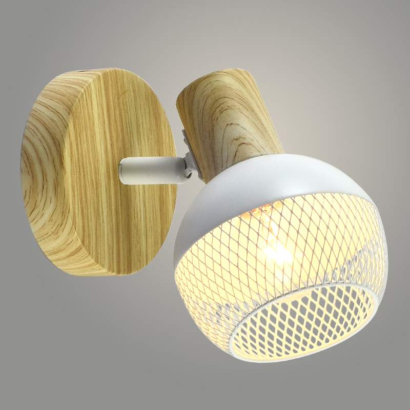 DeFran - DA6100/1 Спот WOOD+WH  дерево/белый 1х40W E14 h140 HN23