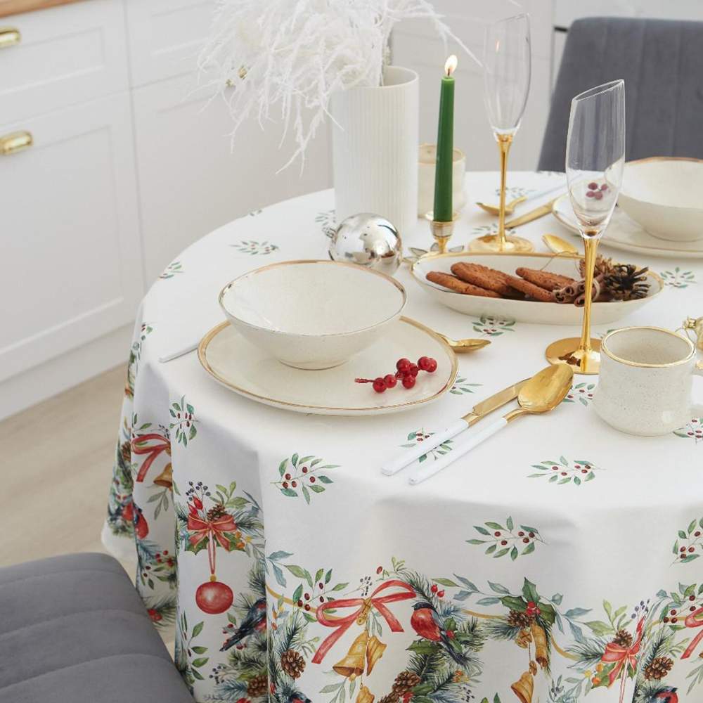 ЭТЕЛЬ Сhristmas bells Скатерть d150см 100% хлопок 7319013