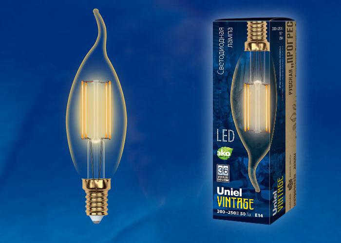 Лампа Uniel LED-CW35-5W/Golden/E14 GLV21GO  Vintage  UL-00002397