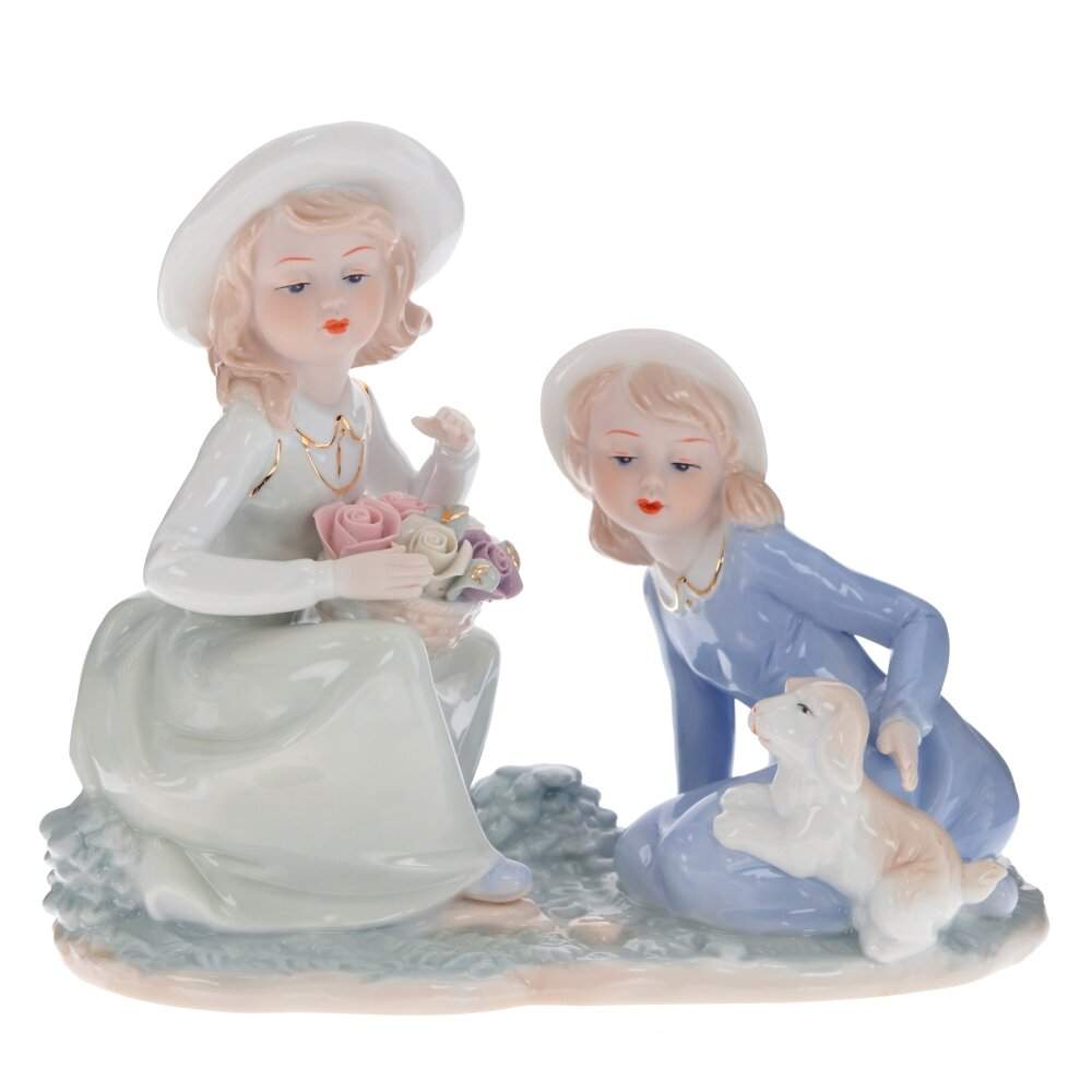 REMECO COLLECTION Статуэтка 795214 Девочки с собакой фарфор 21,5х10,5х18см