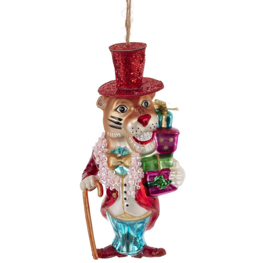 REMECO COLLECTION Игрушка елочная 824670 Тигр 8х5х16см (стекло)  