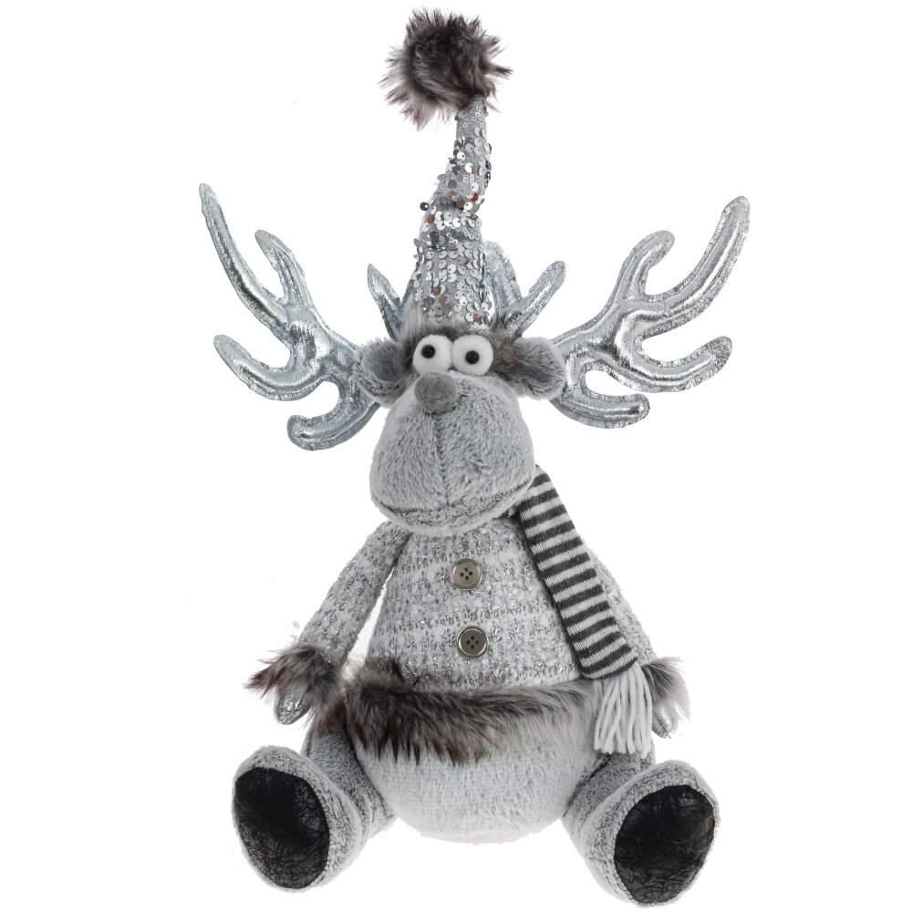 REMECO COLLECTION Игрушка набивная 792865 Олень серый/серебро 33х16х27/41см
