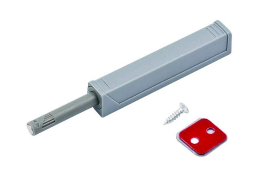 Амортизатор мебельных фасадов накладной/врезной серый  Пуш с магнитом