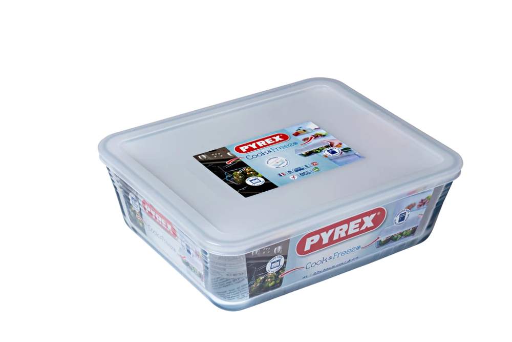 PYREX Cook & Freeze Форма прямоугольная с крышкой 4,0л 244P000 27x22x9см