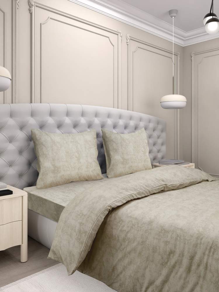 MARIA DE LUXE Мрамор Песочный Простынь на рез. 220х200 сатин (хлопок 100%) ПР-Р-220 20217/2