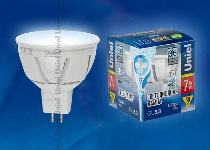 Лампа Uniel Palazzo LED-JCDR-7W/NW/GU5.3/FR ALP01WH  07913